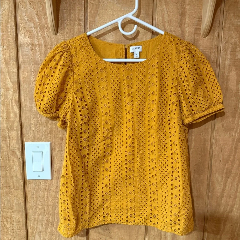 J. Crew Women's Mustard Eyelet Blouse